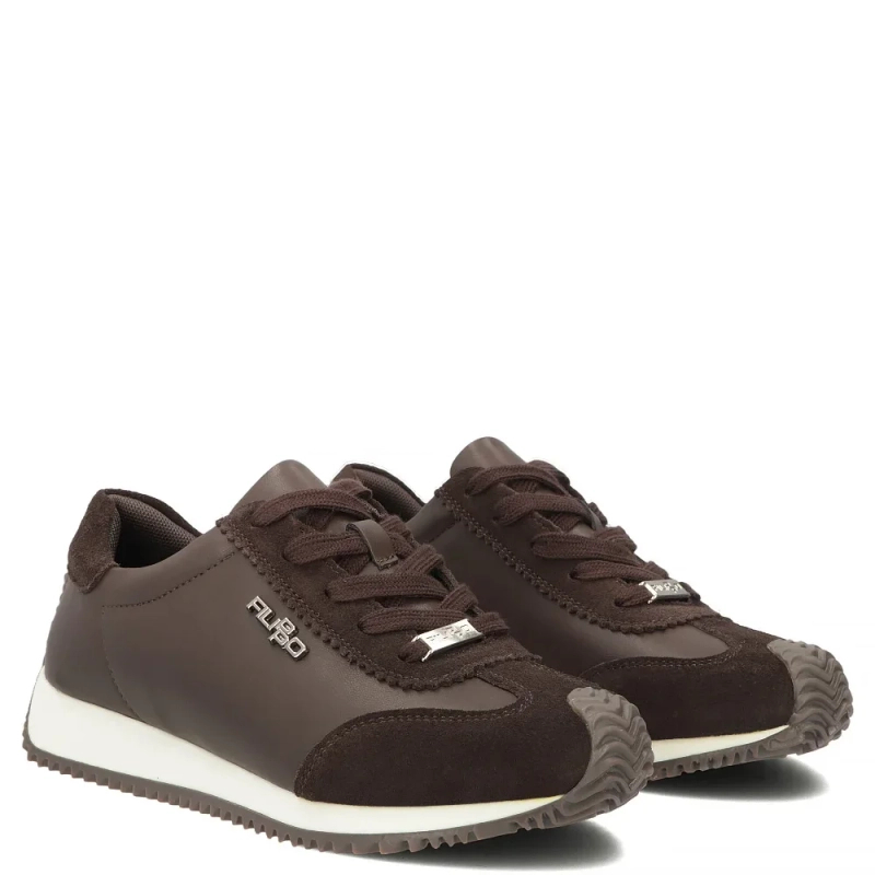 Filippo Skórzane Sneakersy Zamszowe Detale Brązowe DP7979-26-D-BR