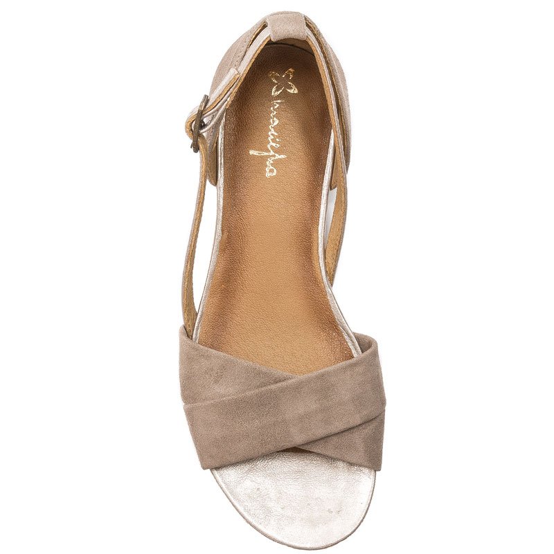 Maciejka Leather Flat Sandals With Closed Heel Beige 04614-04/00-5