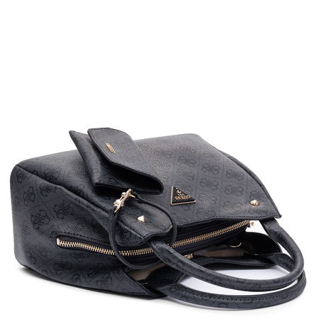 Guess Torebka Damska Czarna Z Monogramem Mała Do Ręki I Na Ramię Z Paskiem Oraz Etui HWSG2484220-BLACK