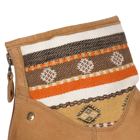 Maciejka Suede Ankle Boots Ethnic Knit Cuff Brown 05986-29/00-5