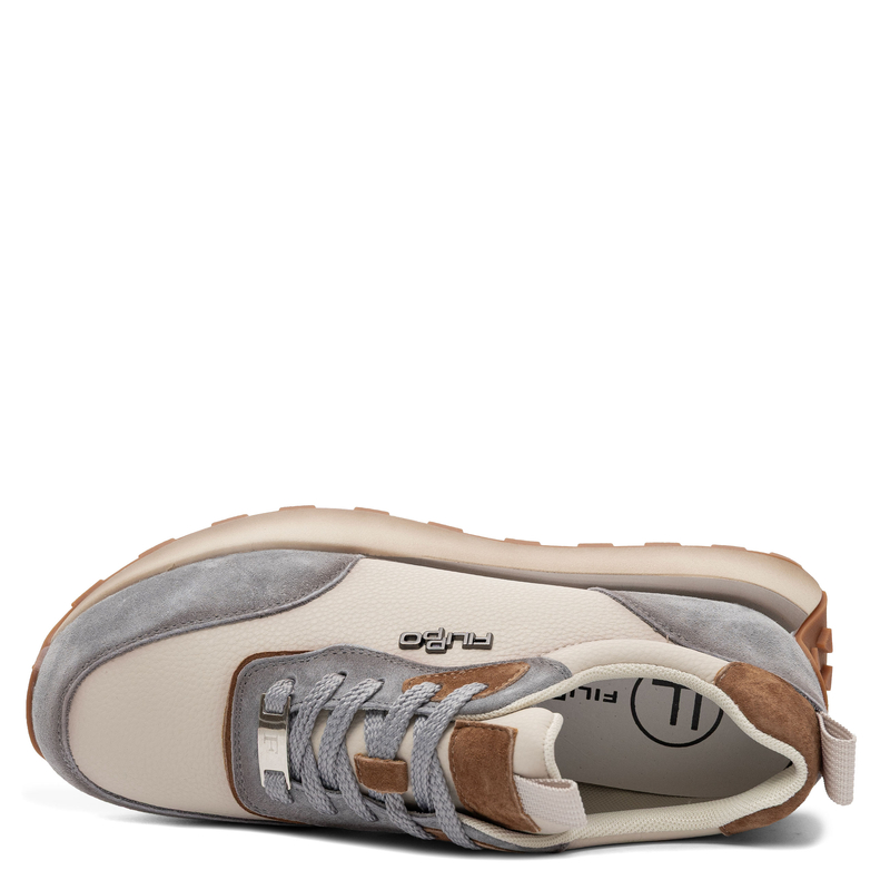 Filippo Skórzane Sneakersy Kontrastowe Półbuty na Platformie Beżowo-Niebieskie DP7754-26-BE-BL