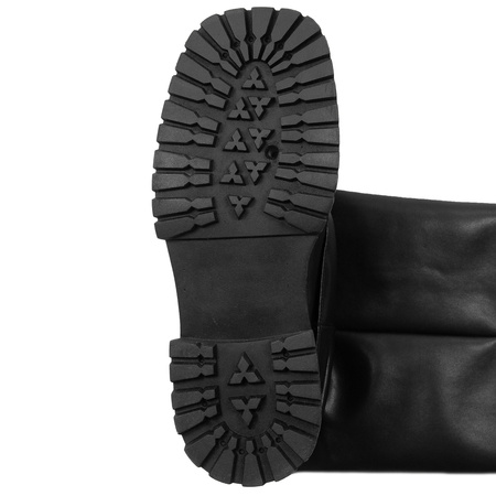 Maciejka Leather Slouchy Boots Flat Sole Black K7208-01/00-8