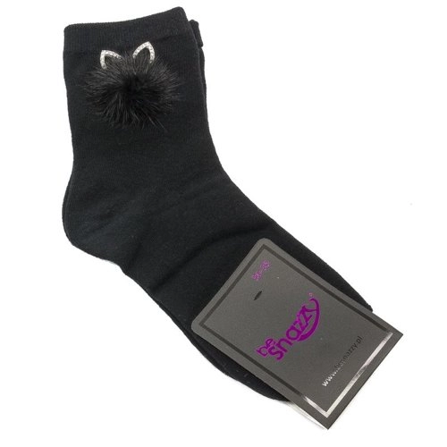 Children's socks Be Snazzy SK-41 Black Pomponik ears