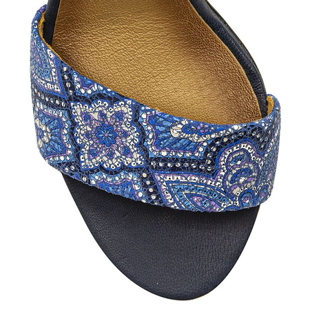 Maciejka Leather Block Heel Sandals Patterned Navy Blue 04235-17/00-5