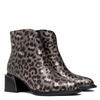 S.Barski Leather Ankle Boots Leopard Print Block Heel Black-Gold CR52-622-BLK-GOLD
