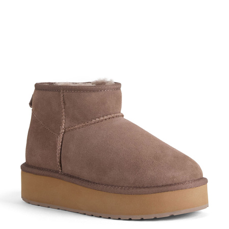 EMU Australia Skórzane Botki Śniegowce Na Platformie Stinger Micro Flatform W13296 MUSHROOM