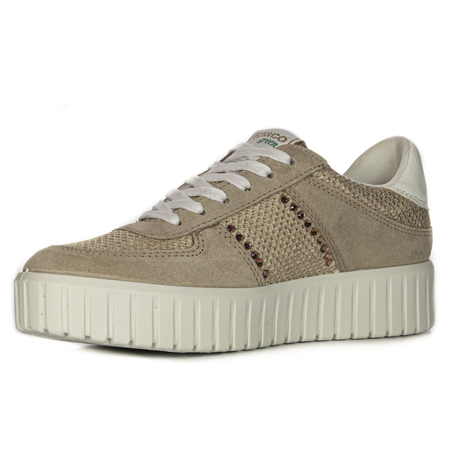 Igi&Co Sneakersy damskie skórzane na platformie ciemny beż