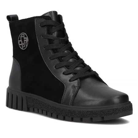 Filippo Leather Insulated Women’s Ankle Boots On Platform Black DBT6359/25BK