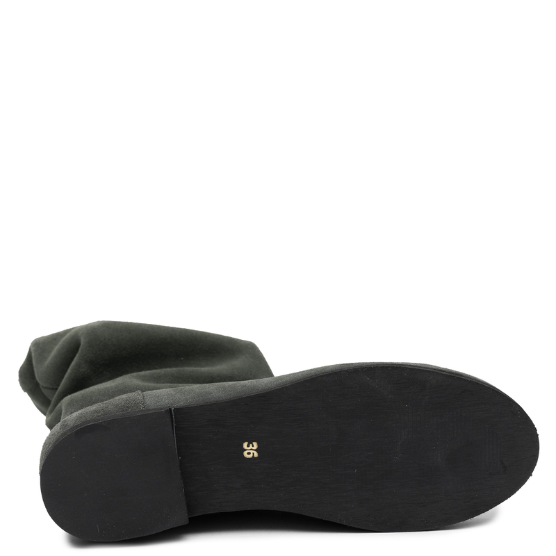 Maciejka Skórzane Zamszowe Botki Marszczone Szaro Zielone 5057W-13/00-6