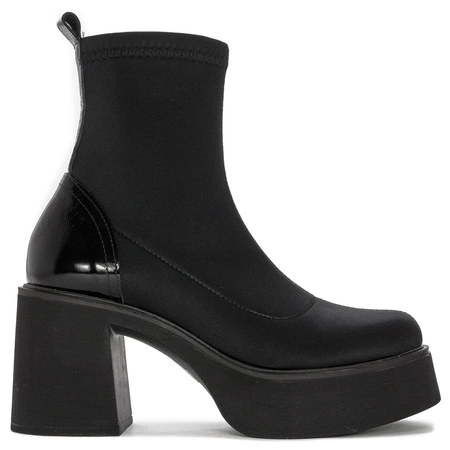 Botki damskie Venezia ROV skórzane Black Czarne