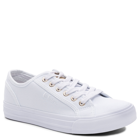 Lee Cooper Classic Lace-up Canvas Sneakers Gold Eyelets White LCW-26-02-4078L
