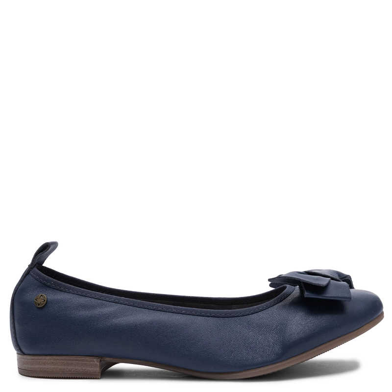 Maciejka Leather Ballerinas With Bow Flat Navy P6802-17/00-0