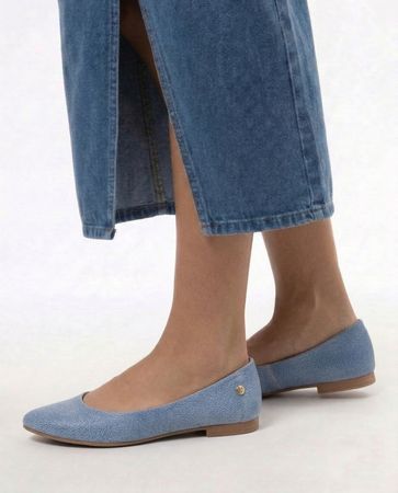 Maciejka Leather Ballerinas Textured Blue 4100W-07/00-8