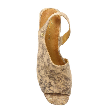 Maciejka Women's Leather Sandals Beige Gold