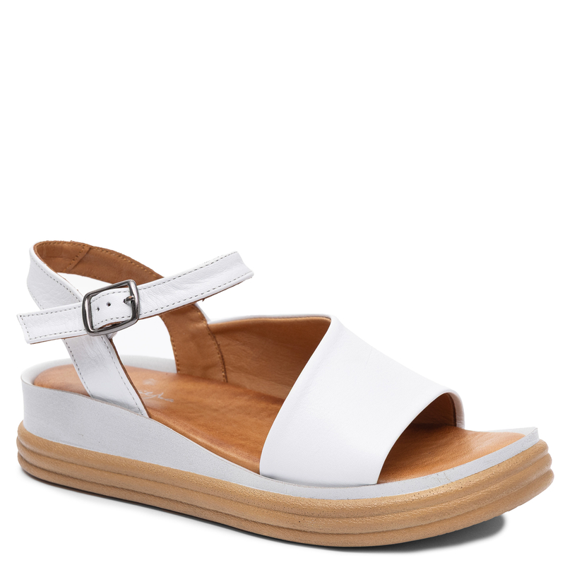 Maciejka Fashionable Leather Wedge Sandals White L7629-11/00-1