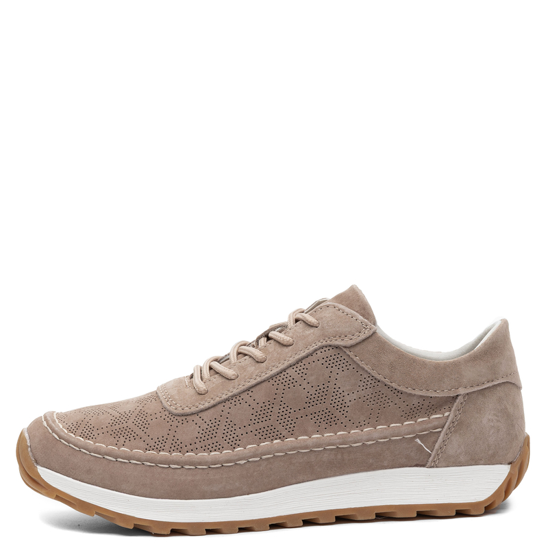 Sergio Leone Leather Perforated Lace-Up Sneakers Light Brown SP-001-LIGHT-BROWN