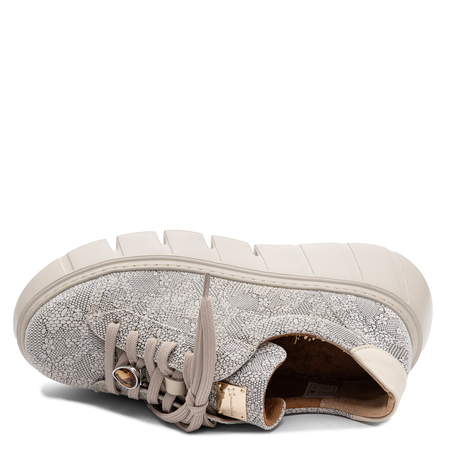 Maciejka Skórzane Sneakersy Na Platformie Beżowe Ażurowy Wzór 6891W-03/00-8