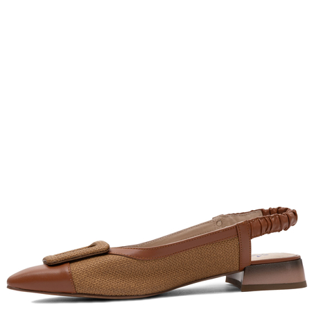 Maciejka Leather Slingback Low-Heel Pumps Brown K7466-29/00-1
