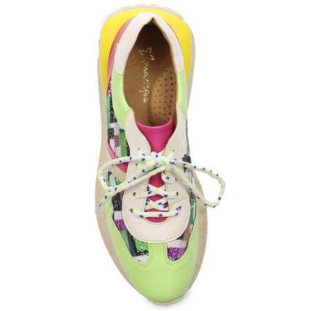 Maciejka Women's Leather Green Pink Sneakers