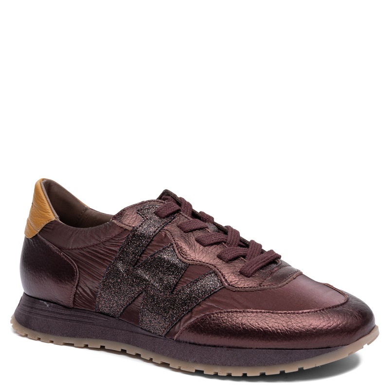 Wonders Skórzane Lekkie Sneakersy Metaliczne Brązowe A-4810 Comb-Gran