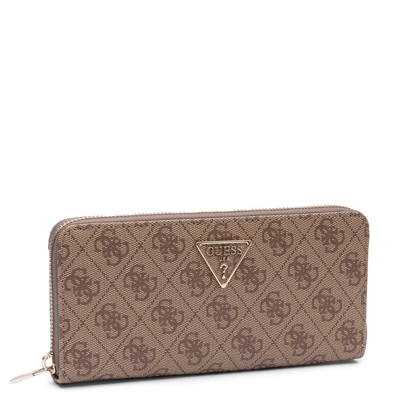 Guess Elegancki Zapinany Na Zamek Portfel Damski Z Paskiem Beżowy SWSG7459146-LATTE