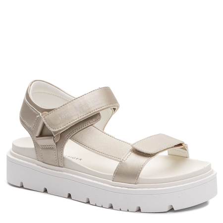 Tommy Hilfiger Złote Sandały Damskie na Platformie T3A2-34285-PLAT