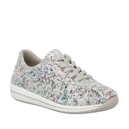 Rieker Leather Patterned Platform Sneakers Beige N1114-90
