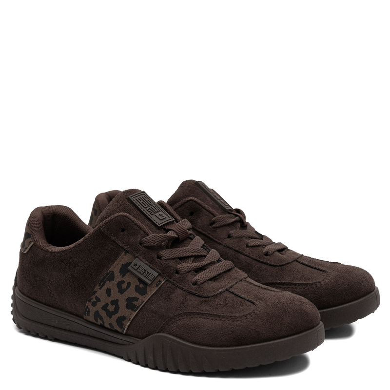 Big Star Sneakersy Damskie Zamszowe z Motywem Zwierzęcym Brązowe TT274265-BROWN