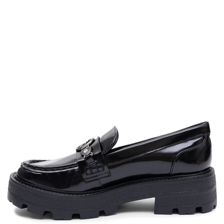 Guess Eleganckie Lakierowane Mokasyny Masywne Czarne FLFYAA-ELE14-BLK
