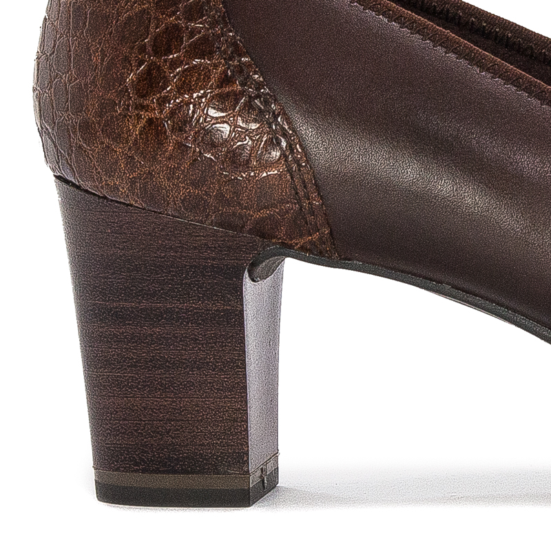 Tamaris Czółenka damskie skórzane Mahogany Comb brązowe