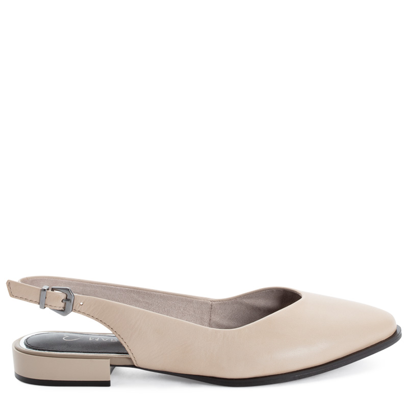Marco Tozzi Leather Slingback Shoes with Almond Toe Taupe 2-29408-42341TAU