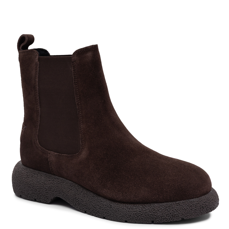 Gioseppo Suede Leather Chelsea Boots Women Chunky Platform Chocolate 73624-A-P-CHOC