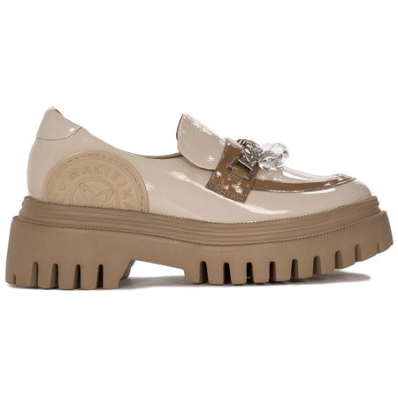 Maciejka Patent Leather Loafers Chunky Platform Light Beige 06294-22/00-8