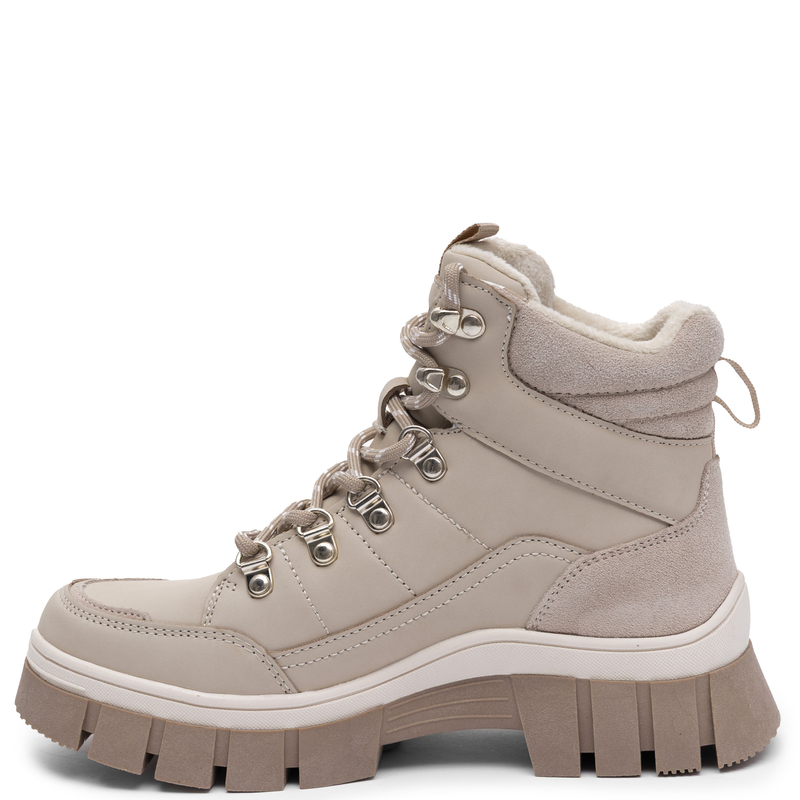 Lee Cooper Ocieplane Skórzane Trapery Na Platformie Beżowe LCJ-26-31-4581LA