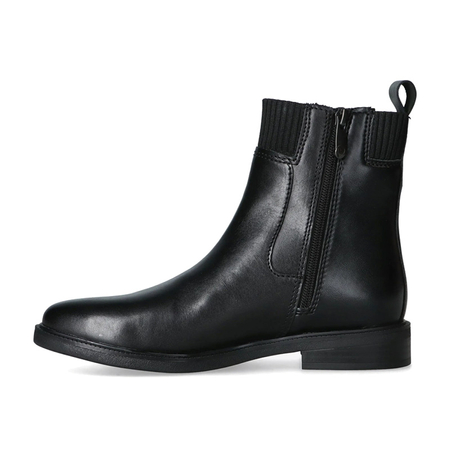 Marco Tozzi Black Leather Women's Ankle Boots with Ribbed Sock Collar Black 2-25320-45-888