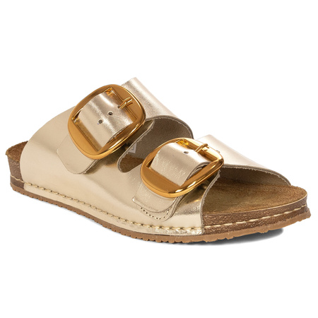 Maciejka Women's Leather Flip-Flops Gold