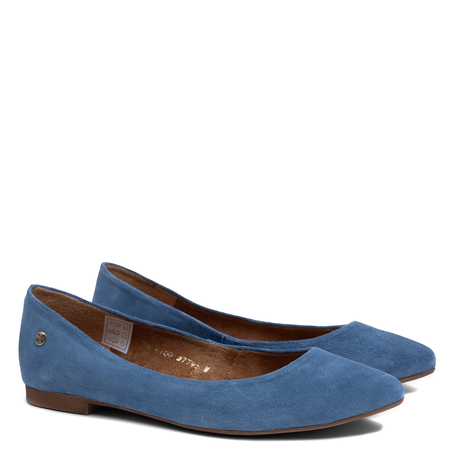 Maciejka Women's Blue Suede Pointed Toe Elegant Ballet Flats SKU 4100W-14/00-8