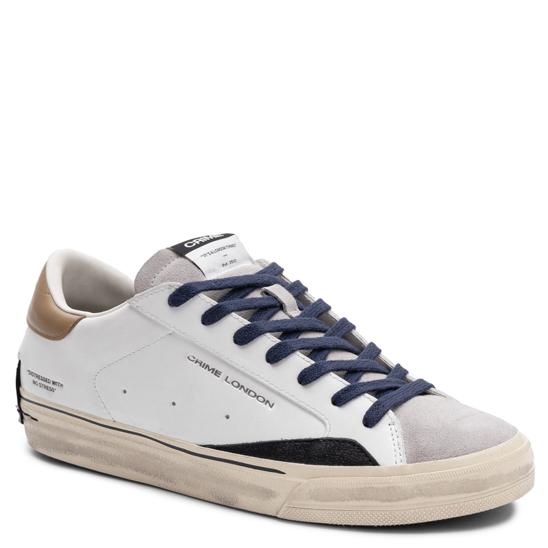 Crime London Men's Leather Sneakers Vintage White 11070AA8.10