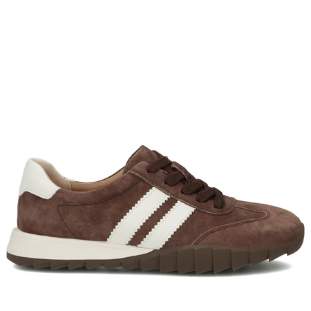 Filippo Skórzane Sneakersy Damskie Retro z Bieżnikowaną Podeszwą Brązowy DP7534-26-D-BR