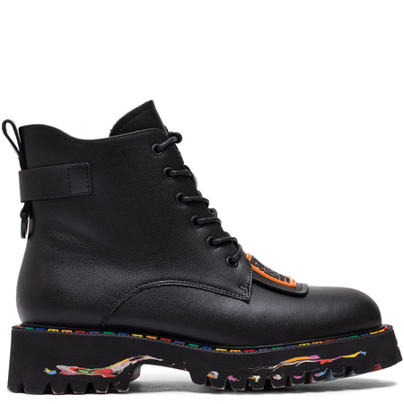 Artiker Leather Platform Ankle Boots With Colorful Sole Black 55C0516