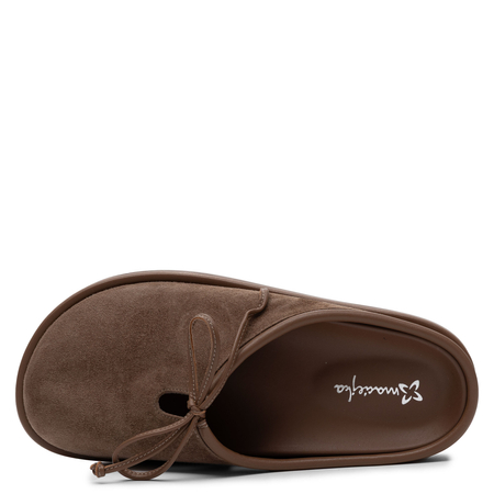 Maciejka Suede Leather Mules Open Heel Flat Brown K7514-14/00-1
