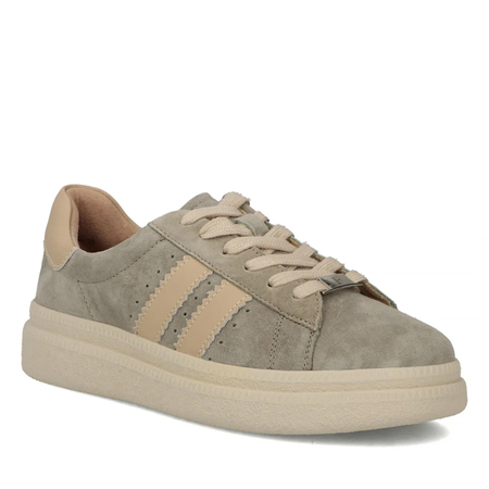 Filippo Women's Leather Platform Shoes, Suede, Khaki DP7499-26-KH