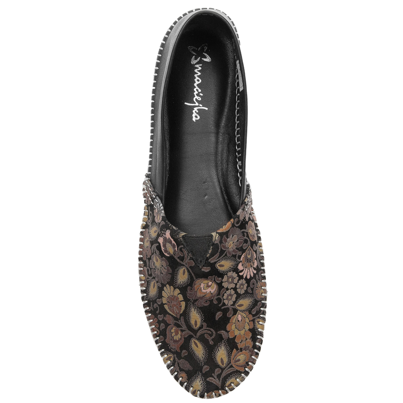 Maciejka Women's Leather Slip-On Shoes Floral Casual Black T1929-71/00-0