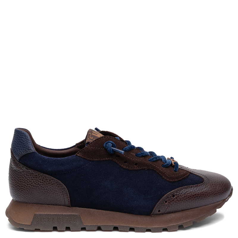 Hispanitas Premium Suede Leather Women's Sneakers Lace-Up Navy Brown CHI265106-ESP