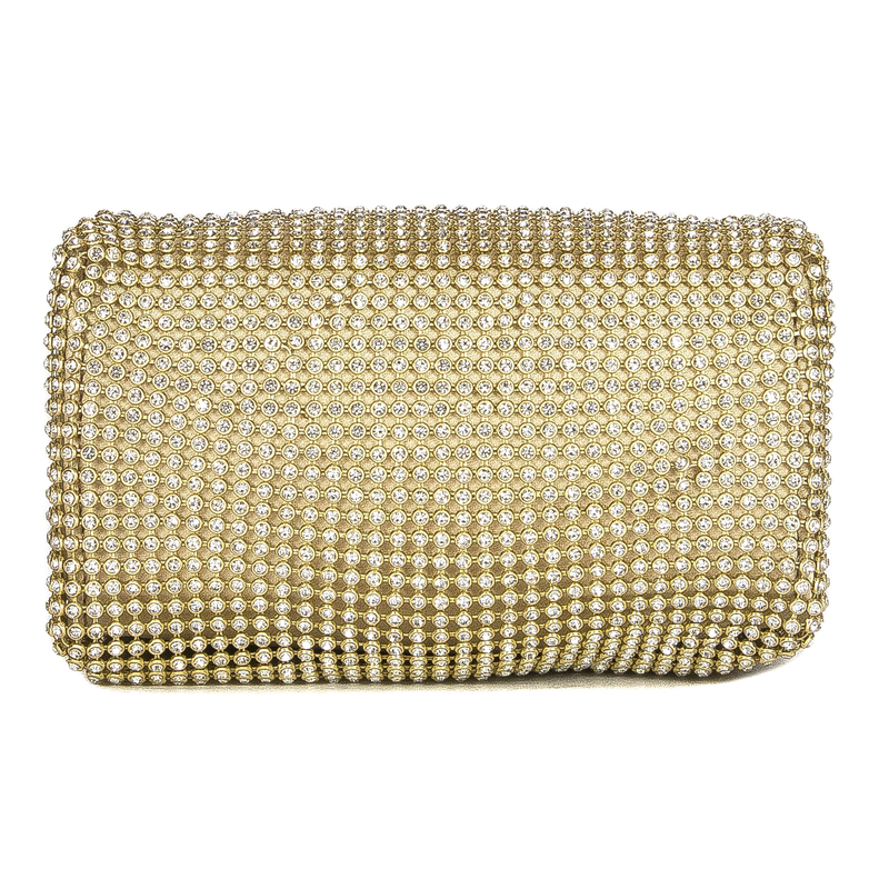 Guess Torba damska wieczorowa Lua Mini Gold złota z cyrkoniami