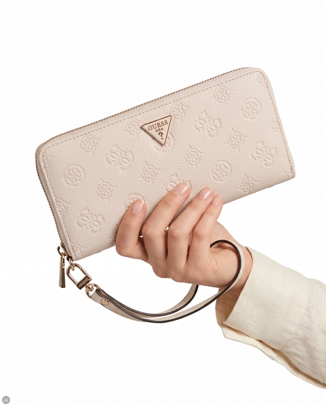 Guess Blake Portfel Damski Z Paskiem Beżowy SWPD2222146-BEIGE
