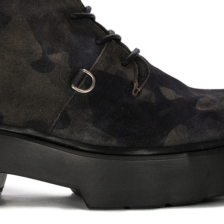 Wonders Women's Leather Boots On The Camo Platform Wonders Botki Damskie Skórzane Na Platformie Jungla Negro
