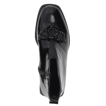 Filippo Eleganckie Lakierowane Botki Na Płaskim Obcasie Czarne DBT7990-26-BK-L