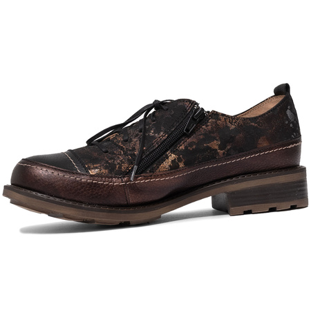 Maciejka Dual-Zip Leather Lace-Up Shoes Textured Brown 07056-02-00-1