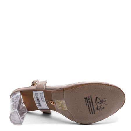 Sca'Viola Przezroczyste Sandały Z Kryształem Słupek Bezbarwne G-17-BEIGE